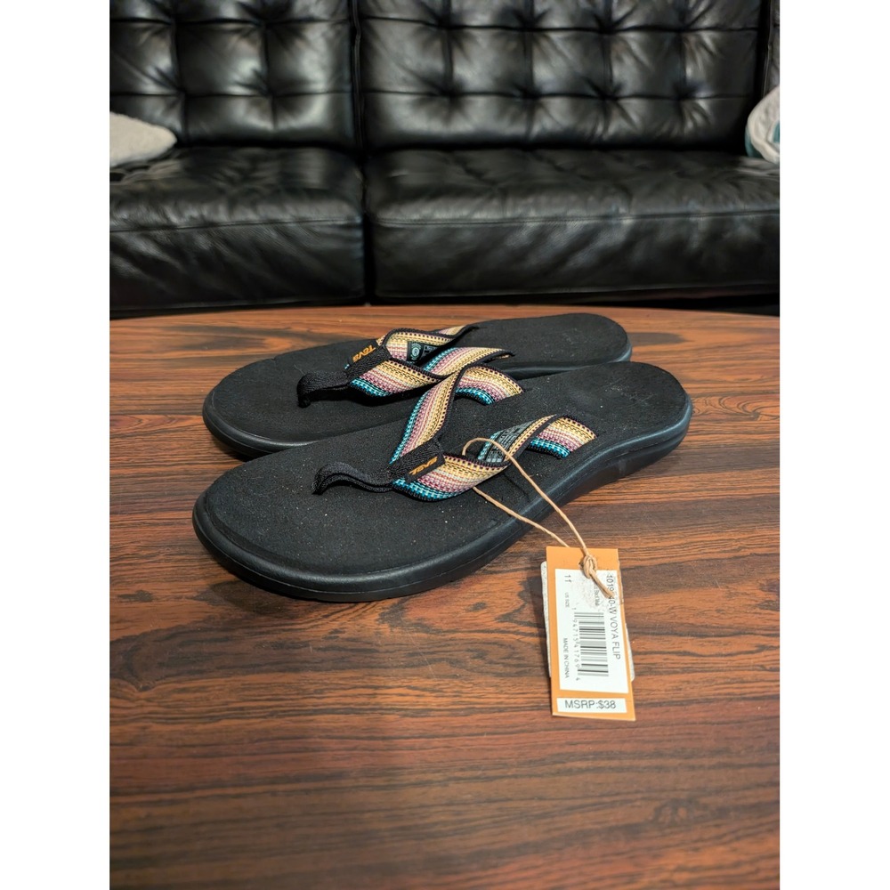 Teva Voya Flip Antiguous Black Multi Sandals Womens 11 1019040-W Thong Sandals